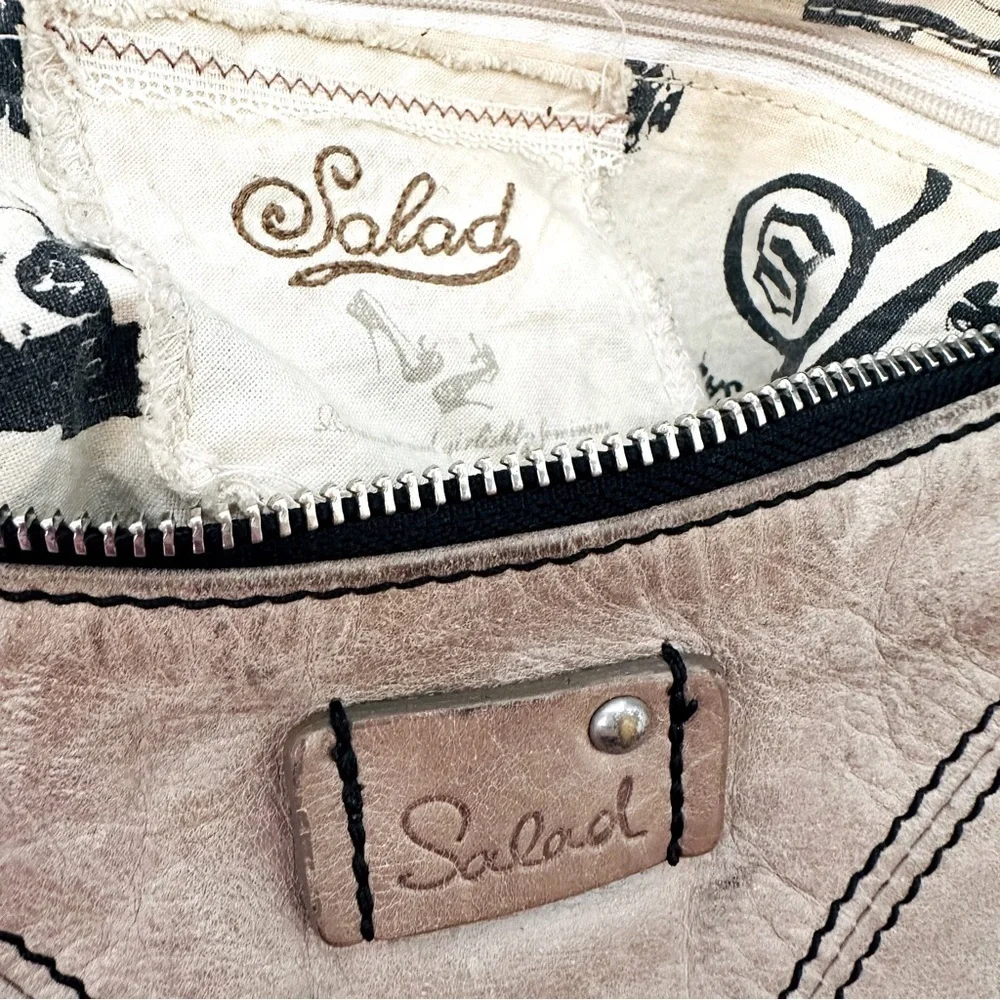 Salad Distressed Tan Leather Shoulder Bag